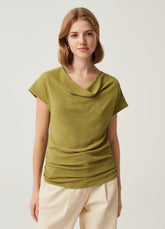 Ovs Womens Cowl Neck Ruched Side Seam T-Shirt